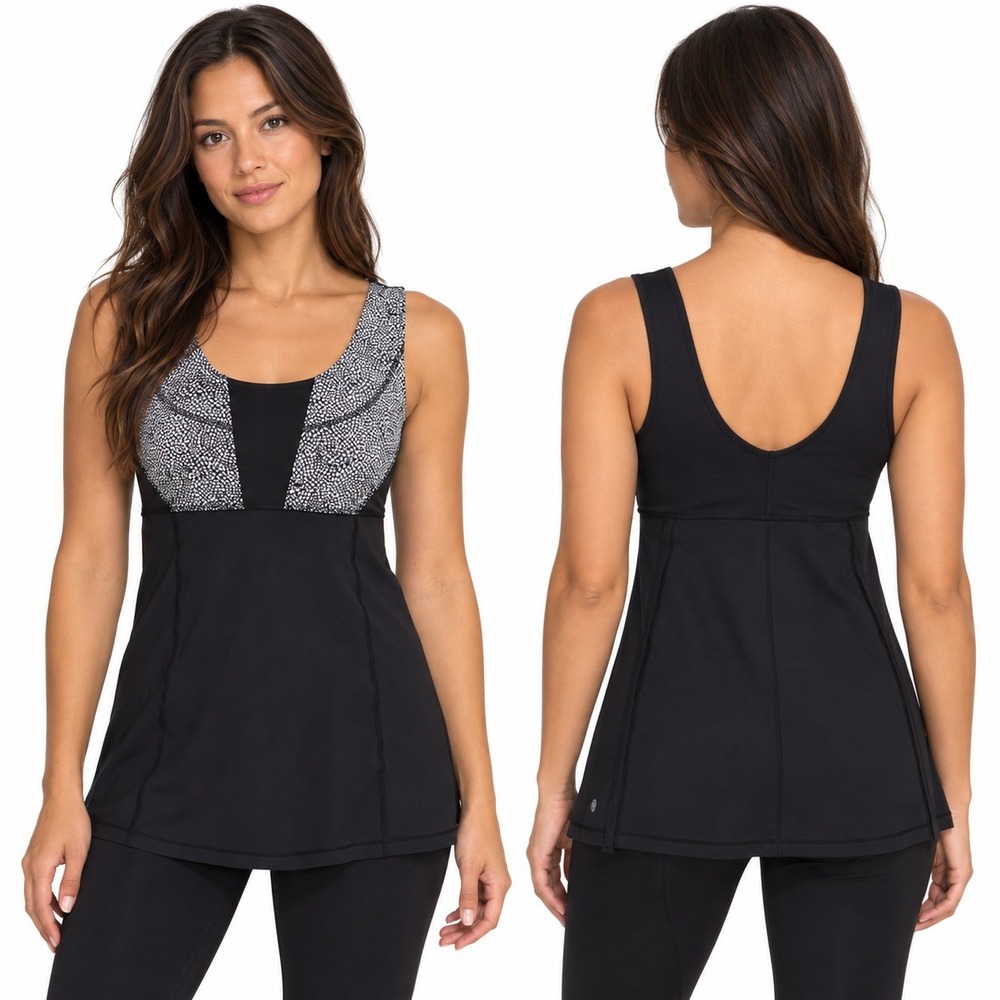Lululemon Wrapper's Delight Tank Top Floral Geometric Print Scoop Neck Black 8